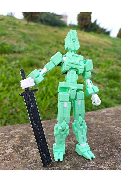 figur Elemental Oynar Eklemli yeşil Robot Figür Dummy