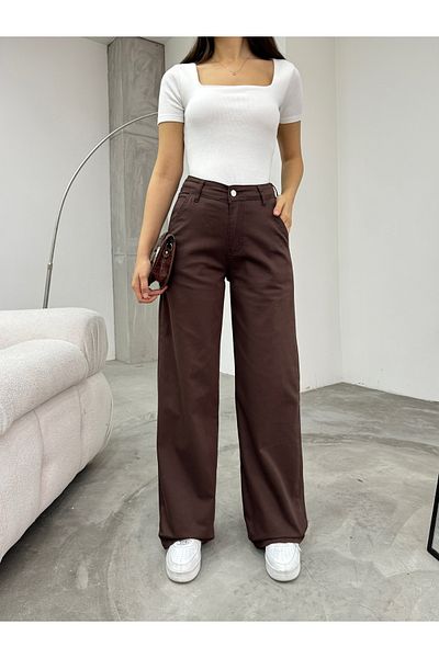 BİKELİFE Pantaloni Palazzo elastici cu talie înaltă de damă