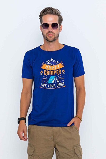 XCLSV SPORT تي شيرت للتخييم مطبوع عليه Happy Camper