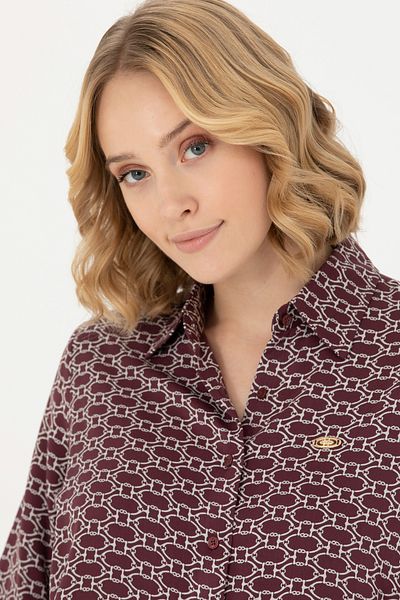 U.S. Polo Assn. Women's Burgundy Long Sleeve Shirt 50271520-Vr014