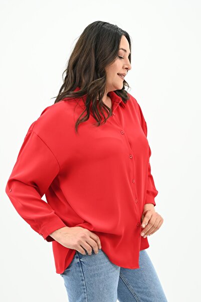 Koza Butik Women's Large Size Tie Detailed Shirt 1709-25