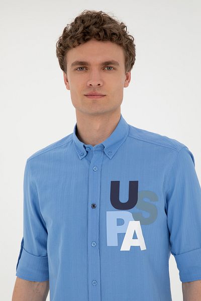 U.S. Polo Assn. Ανδρικό γαλάζιο μακρυμάνικο πουκάμισο 50283781 -VR003