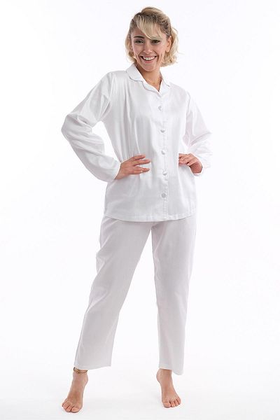 DALİSA Set pijamale din satin pentru femei, cu guler cu nasturi
