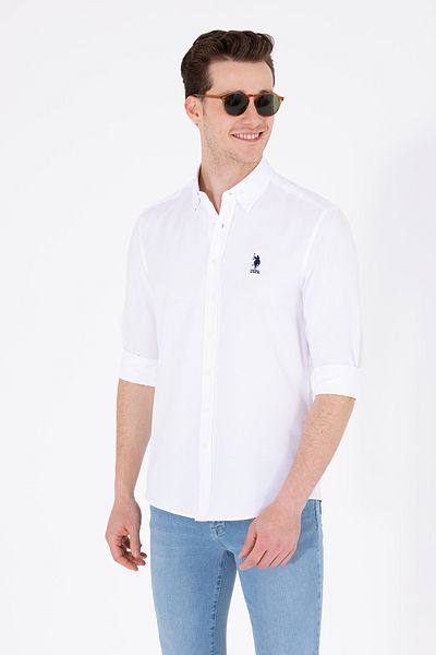 U.S. Polo Assn. Λευκό μακρυμάνικο Basic ανδρικό πουκάμισο -50262932-VR013