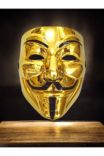 Niyet Gold Vendetta Maskesi - Gold V For Vendetta Mask, Kostüm Partileri