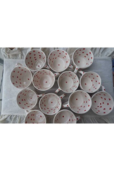 SERAMİK kırmızı kalpli stoneware bardak