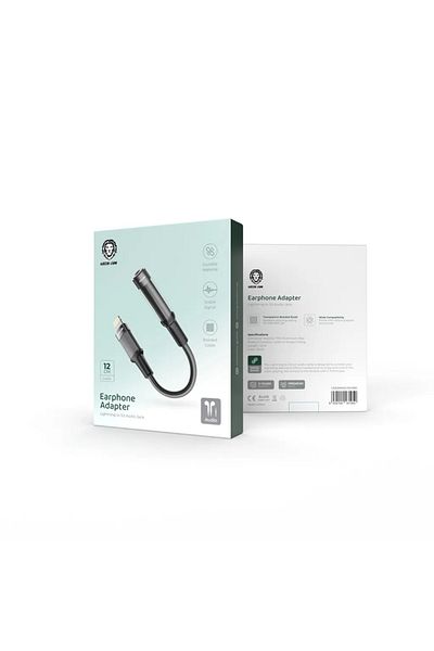 Green Lion Earphone Adapter Lightning To 3.5 Aux 12Cm - Black