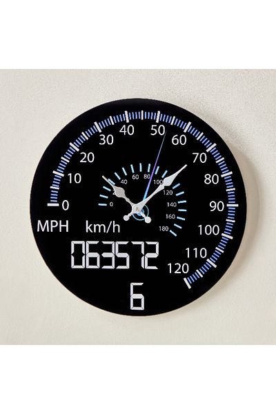 Home Box Fero Speedometer Clock with Tinted Glass - 38x4.5x38 cm