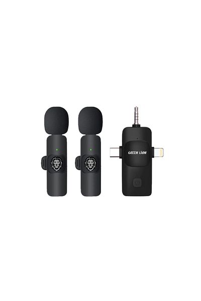 Green Lion 3 In1 Micro Phone Type C/Lightening/Aux - Black