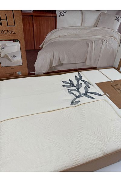 AYHANHOME Premium Double Waffles 100% Cotton, Honeycomb Design Embroidered Double Boxed Pique Set