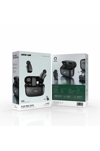 Green Lion Flex Mic Duo Type C To Lightning 2 In 1 - Black