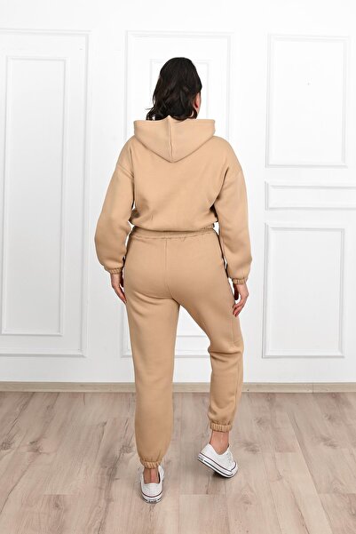 Koza Butik Γυναικείο Σετ Φούτερ με φερμουάρ Plus Size 8031-24