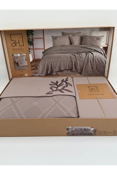 AYHANHOME Premium Double Waffles 100% Cotton, Honeycomb Design Embroidered Double Boxed Pique Set