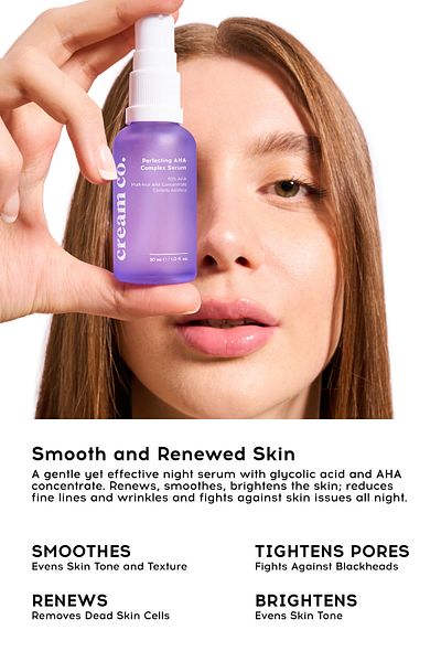 Cream Co. 30ml Aha Complex Serum, enthält Glykolsäure und Milchsäure. Sanftes Aha-Serum, verbessert die Haut