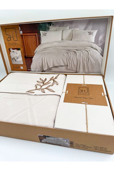 AYHANHOME Premium Double Waffles 100% Cotton, Honeycomb Design Embroidered Double Boxed Pique Set