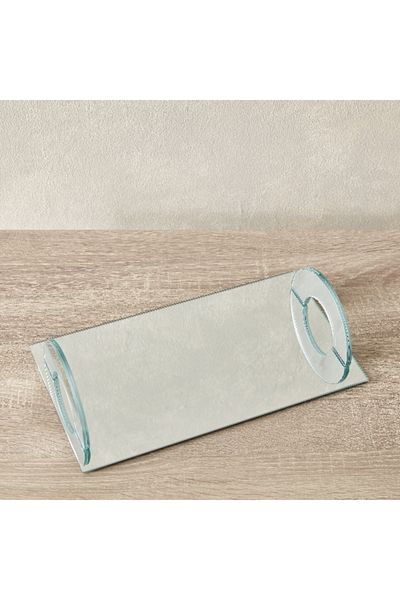 Home Box صينية مستطيلة من الزجاج الشفاف المزخرف من Briar مقاس 36x20x8 سم