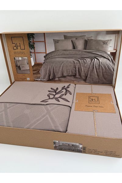AYHANHOME Premium Double Waffles 100% Cotton, Honeycomb Design Embroidered Double Boxed Pique Set