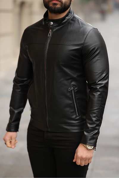 S&M CLOTHİNG Ανδρικό δερμάτινο τζάκετ New Season