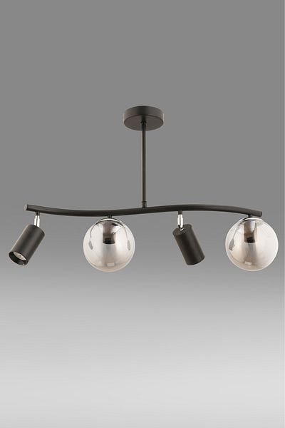 avimonaydınlatma Parla 4-Piece Smoked Glob Glass and Spotlight Chandelier Living Room Dining Table Top Hall Bedroom
