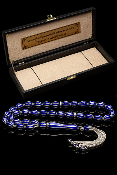 OTTOTESBİH Sertifikalı Erkek Gümüş Tespih 6x9mm 39Gr Arpa Kesim