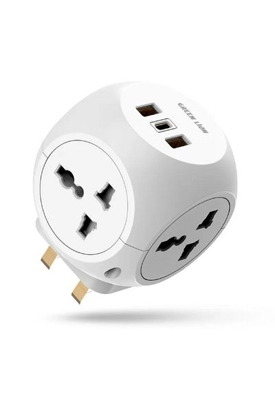 Green Lion Multi Port Travel Adapter - White