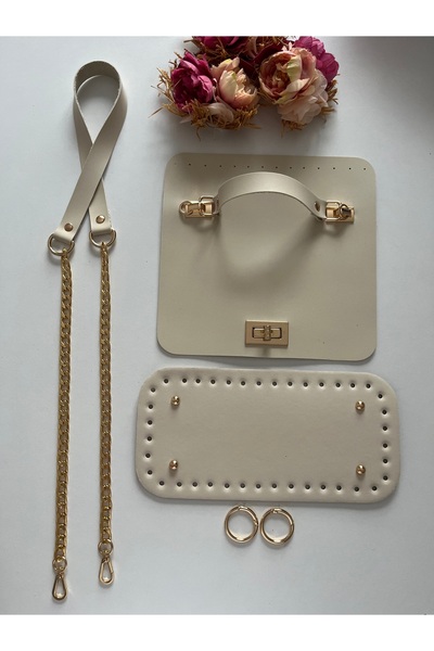 zg hobi aksesuar طقم حقيبة محبوكة - غطاء جلدي، قاعدة، طقم حقيبة بحزام مع سلسلة