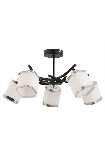 avimonaydınlatma Albana 5-Piece White - Chrome Glass Black Plafonier Chandelier Hall Living Room Hall Bedroom