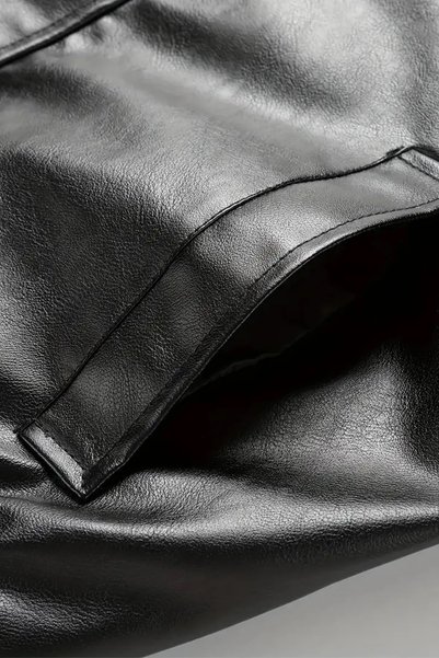 MEECY kadın oversize unisex bomber deri ceket mont