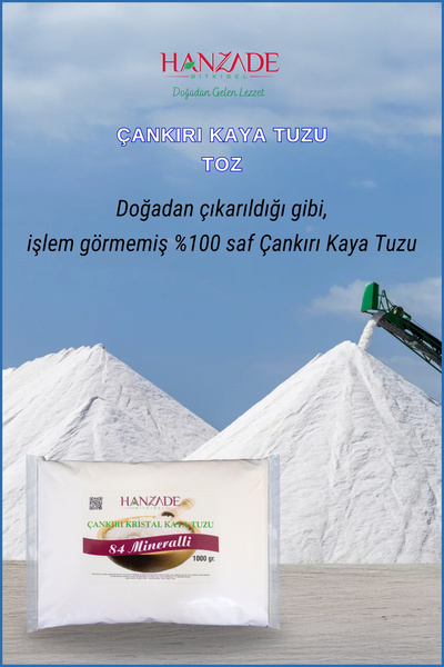 Hanzade Bitkisel 84 Mineralli Doğal Çankırı Kristal Toz Kaya Tuzu 1 Kg