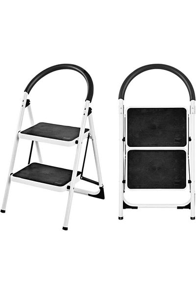 Cady One Multi-use white two-step metal ladder