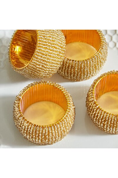 Home Box Blaze Embellished Napkin Ring - Set of 4