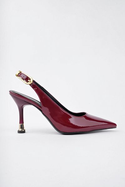 bakacstore Pantofi stiletto cu toc elegant, cu cataramă, din piele lacuită de damă