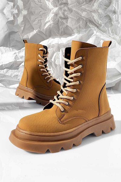 BRITY Thermo Sole Suede Μποτάκια με κορδόνια και φερμουάρ