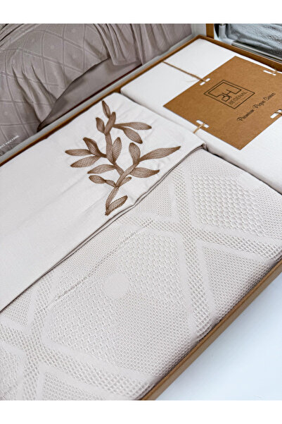 AYHANHOME Premium Double Waffles 100% Cotton, Honeycomb Design Embroidered Double Boxed Pique Set