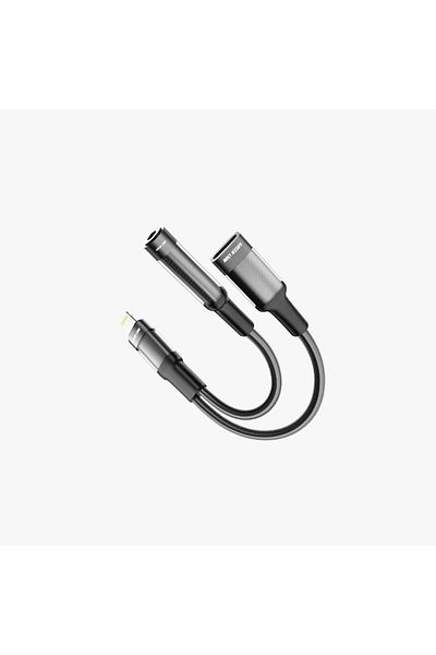 Green Lion 2 In 1 Earphone & Charging Adapter Lightning To Lightning + 3.5 12Cm -