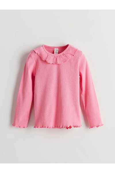 LC Waikiki LCW Kids Ecru Crew Neck Κορδέλα Λεπτομερής μπλούζα για κορίτσια 2 Συσκευασία