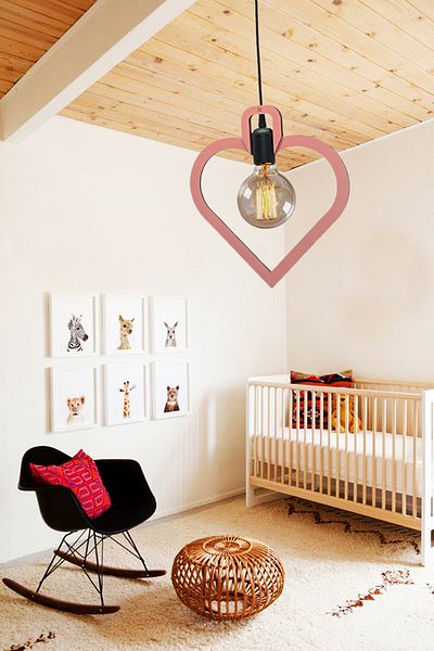 Nurnivus Modern Rustic Wooden Chandelier - Heart Single, Young Children's Room and Pendant Lamp