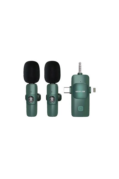 Green Lion 3 In 1 Microphone Type-C / Lightning / Aux - Green