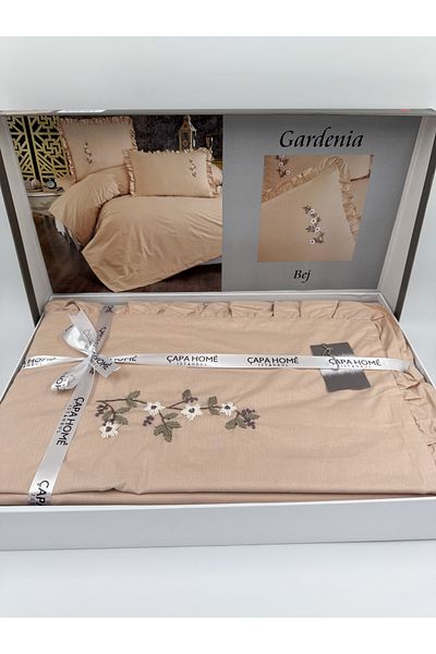 AYHANHOME Σετ Παπλωματοθήκη Gardenia Handcrafted Κεντημένο 100% Βαμβάκι