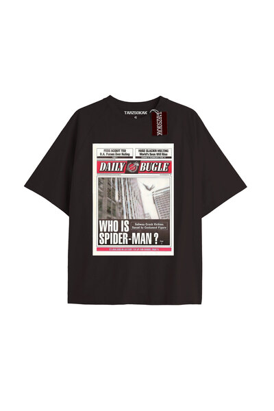 TIMESWASTINGIRL Μπλουζάκι Spider-Man με εκτύπωση εφημερίδας, μοντέλο No Way Home