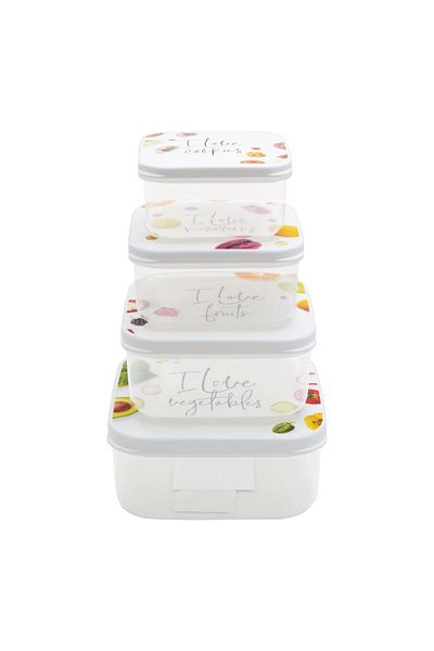 HOBBY LİFE Hobby Life Funbox Set of 4 Storage Containers - I Love Foods