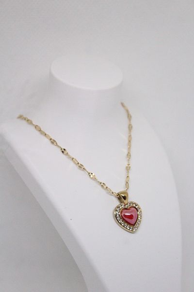 Luna Steel Heart Figured Zircon Stone Women Necklace