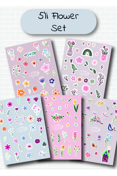 Utterly Good Çiçek Temalı 5'li Sticker | Bullet Journal | Notebook | Ajanda |...