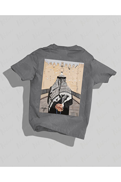 Nulivez تي شيرت بتصميم فلسطين مطبوع على الظهر عالي الجودة للجنسين