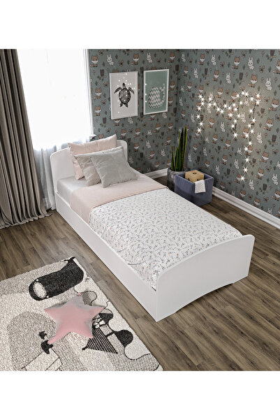 SEBOR Tek Kişilik MDF Karyola Beyaz - 90 Cm X 190 Cm Yataklarla Uyumlu