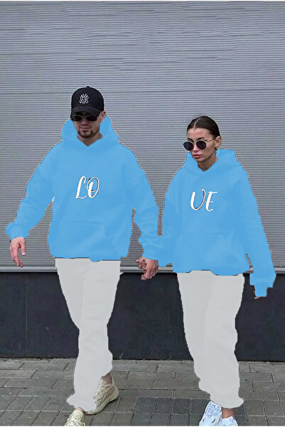 NZN COLLECTION Set de 2 treninguri unisex, femei, bărbați, îndrăgostiți de cuplu, combinație de dragoste, imprimate cu glugă.