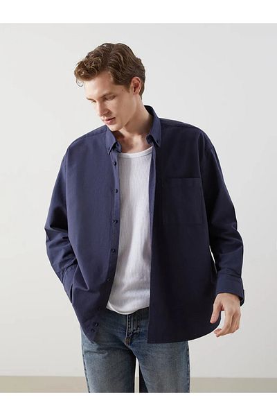 LC Waikiki Xside Navy Blue Casual Fit Long Sleeve Men's Shirt