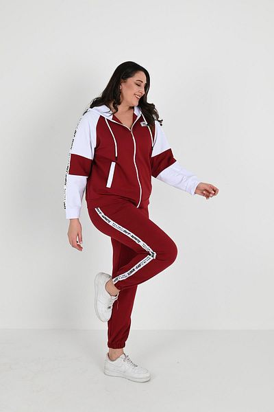 Koza Butik Дамски анцуг с качулка на странични райета с големи размери 8058-24
