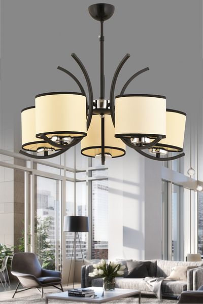 avimonaydınlatma Kumasi 5-Piece Cream - Black Hat Living Room and Bedroom Chandelier