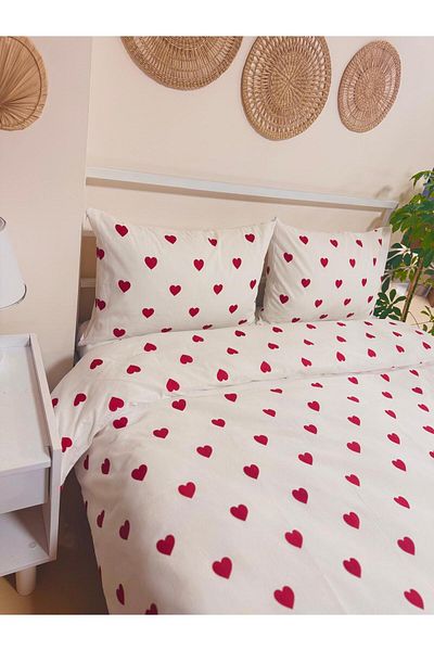 üntaş Heart Pattern Single Bed Linen Set